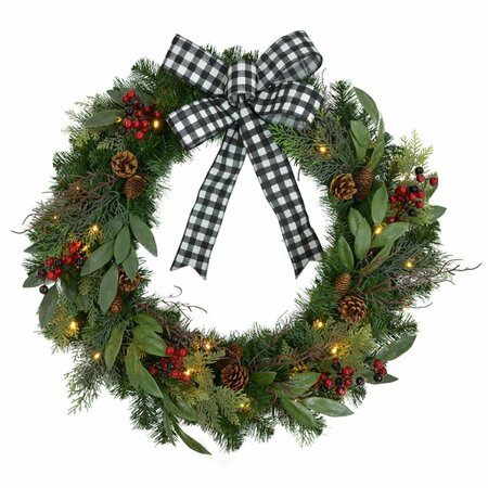 CONFIGURACION 30 in. D LED Prelit Decorated Wreath with Bow; Clear & Warm White, 4PK CO2739585
